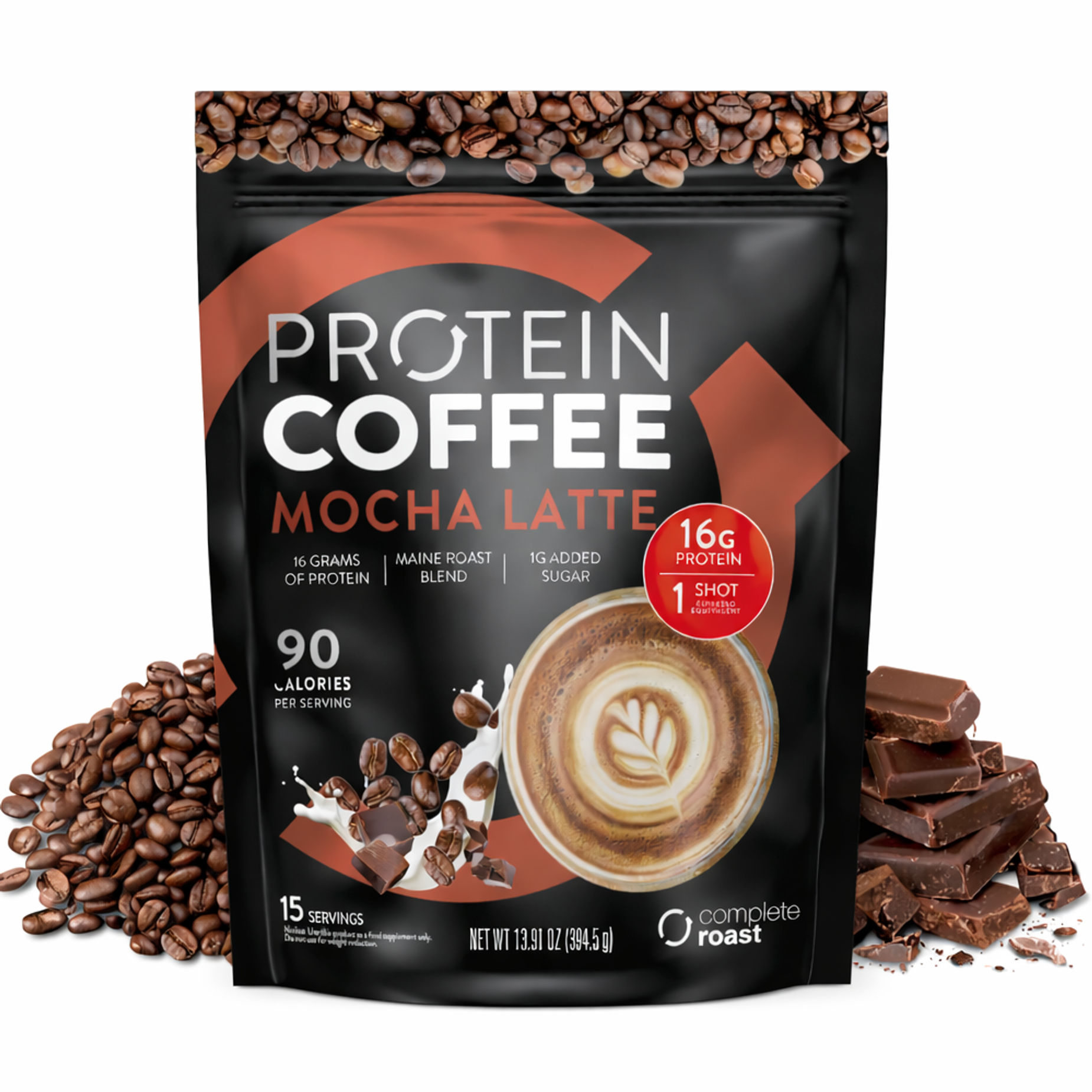 Complete Roast High Protein Coffee - Mocha Latte - Maine Blend