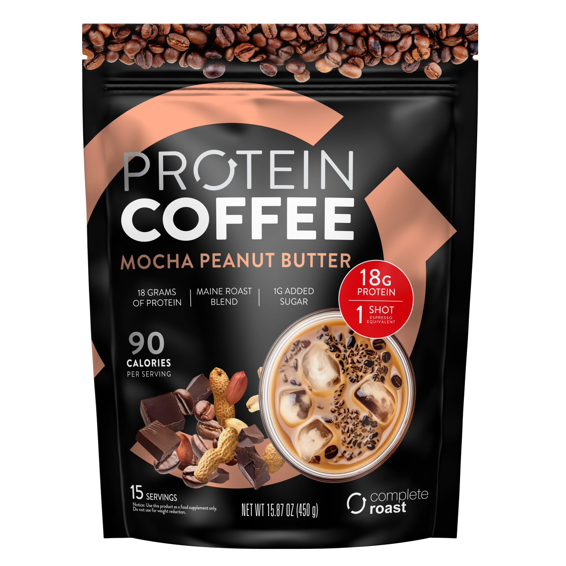 Complete Roast High Protein Coffee - Mocha Peanut Butter - Maine Blend