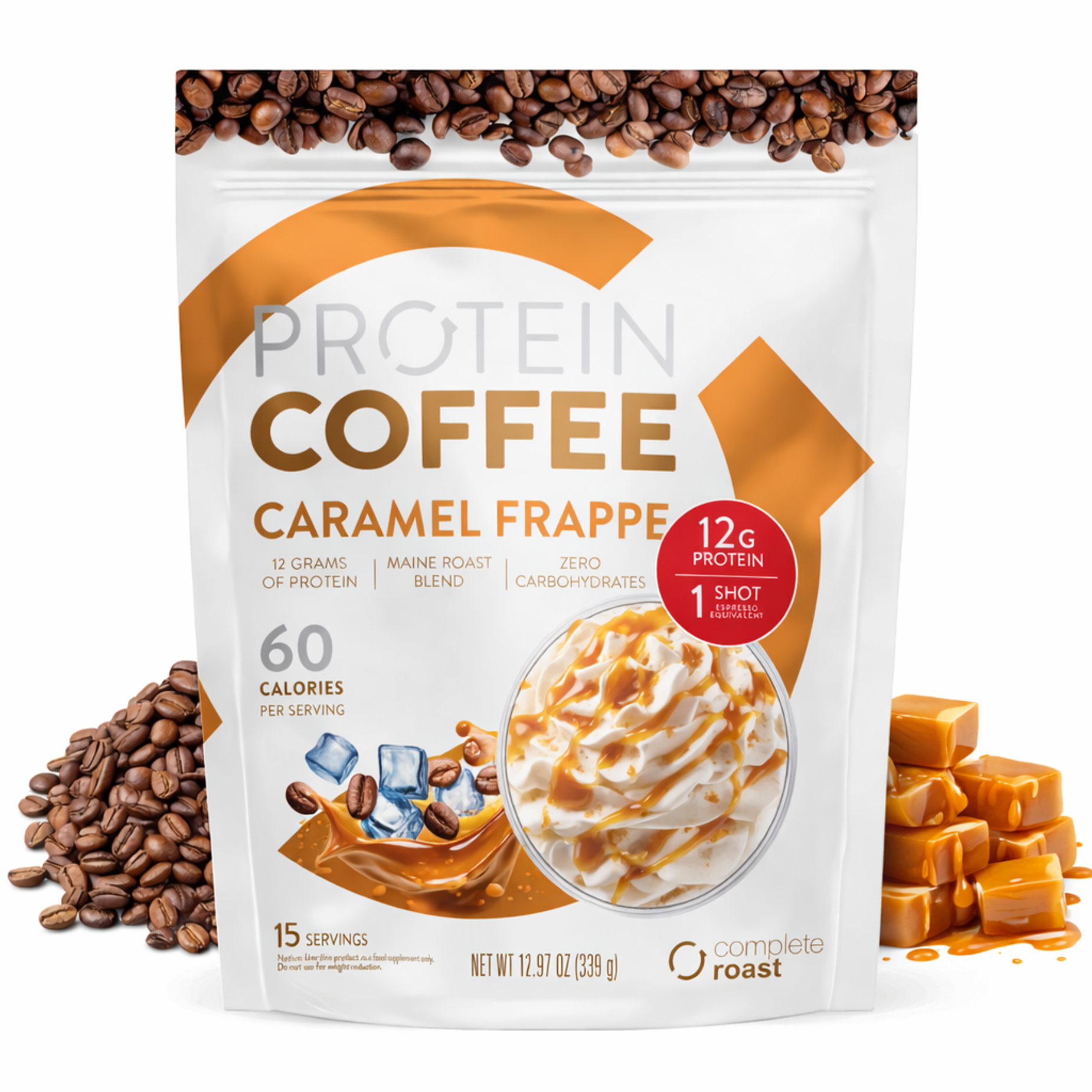 Complete Roast High Protein Coffee - Caramel Frappe - Maine Blend